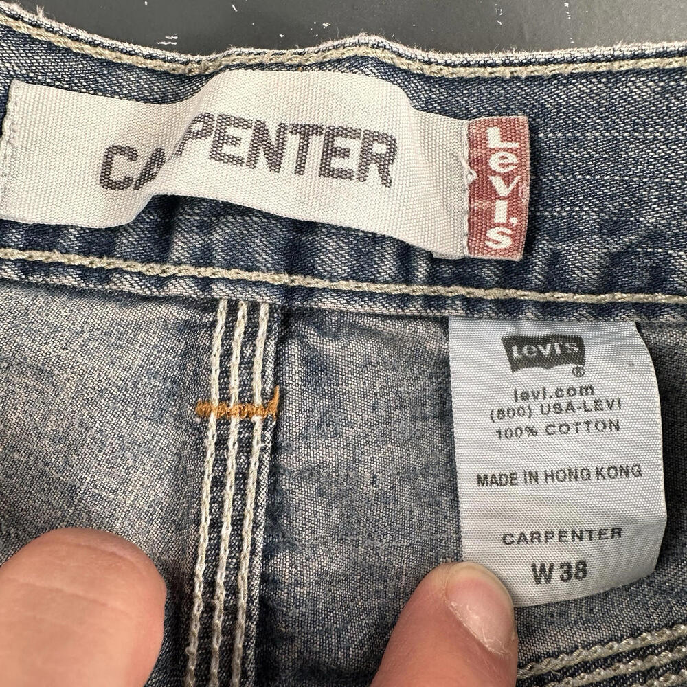 VTG Levis Carpenter Jean Shorts Mens 38 All Cotton Long Relaxed Baggy Y2K - Picture 2 of 5